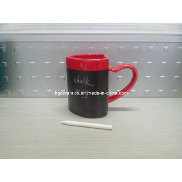 Heart Shape Chalk Mug, Red Heart Shape Mug